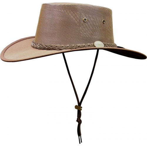 Barmah Foldaway Cooler Brown Canvas Drover Hat. 1057